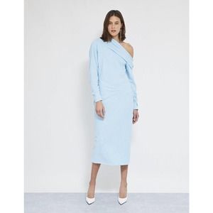 NWT Pfeiffer Cortez Midi Dress Sky Blue Sz XL $275 Cowl One Shoulder